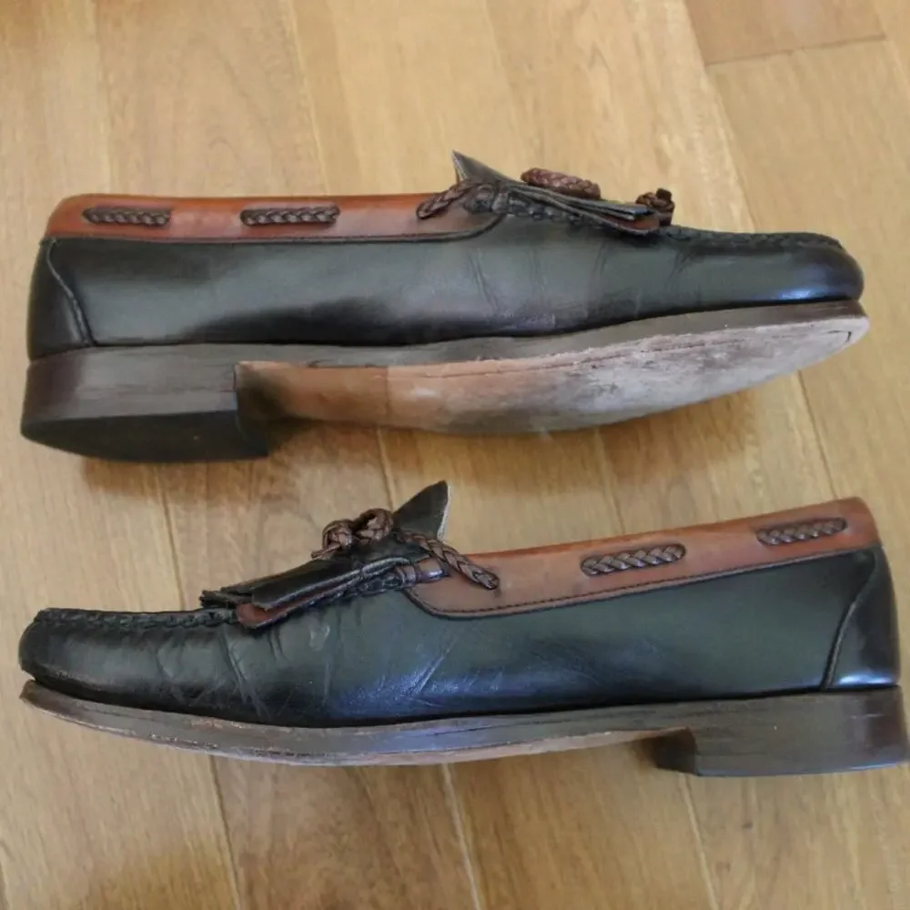 Allen Edmonds Woodstock Kiltie Two Tone Black Brown Leather Loafer‎ Shoes 10